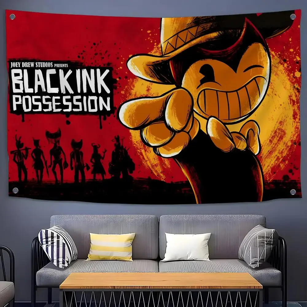 Game Bendy and the Ink Machine Flags Flags for Room, Bedroom, Home, Outdoor, Wall Hanging, Concert Print, Art Banner
