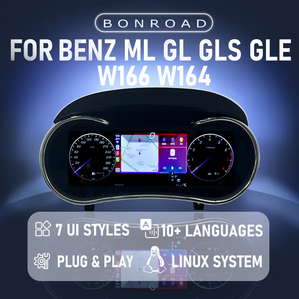 

BONROAD 10,25 дюйма автомобильная цифровая приборная панель CarPlay Android авто панель кластер для Benz ML GLS GLE спидометр Virtuele Cockpit Voor