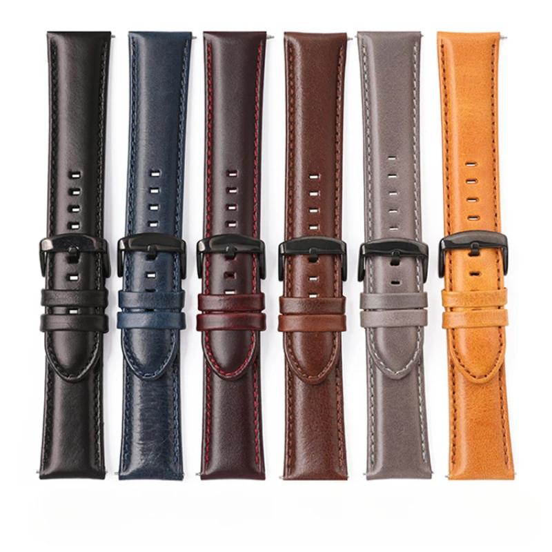 Suitable for Moto Samsung S3 Strap First Layer Cowhide Oil Wax Leather Color-changing Retro Smartwatch Strap