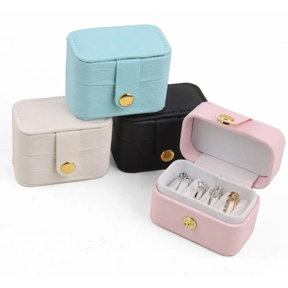 

New PU Leather Jewelry Box Organizer Flip Cover Mini Ring Earrings Holder Portable Jewelry Display Case Travel