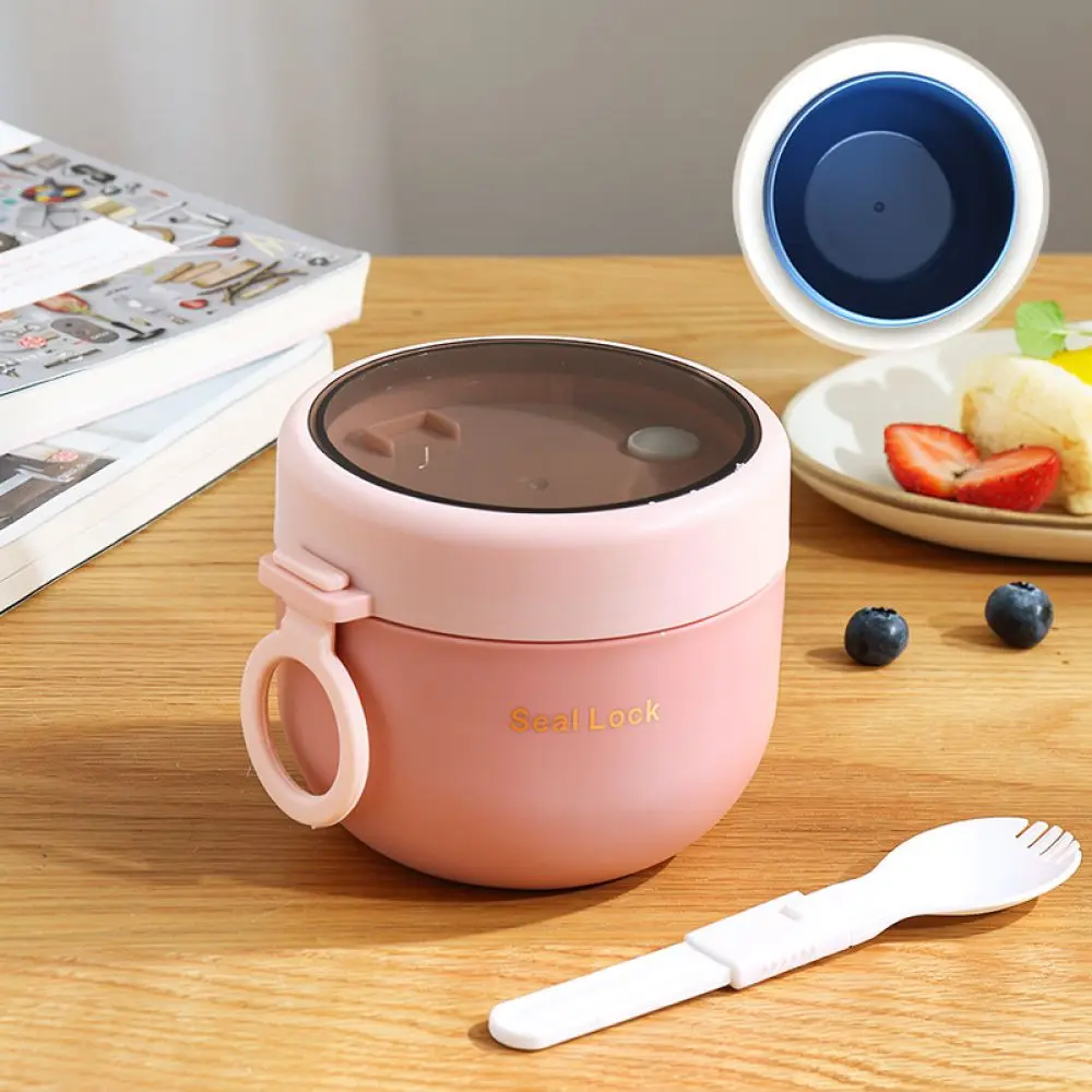 For For Sesllock Stainless Steel Oatmeal Cup Portable Breakfast Porridge Container Ins Style Leakproof Soup Jar With Spoon
