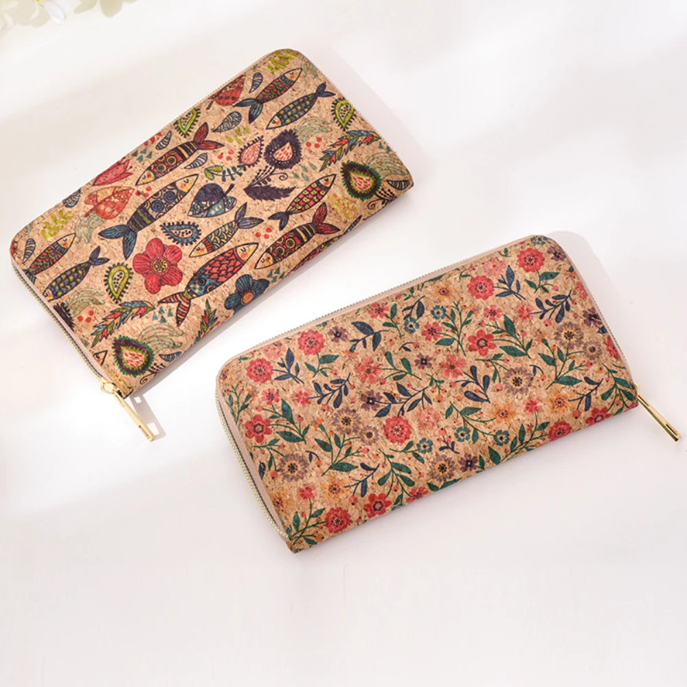 Vintage Woman Wood Grain long Section Wallet Printed Design Ancient Ways Individuality Card package Large-capacity Coin Purse