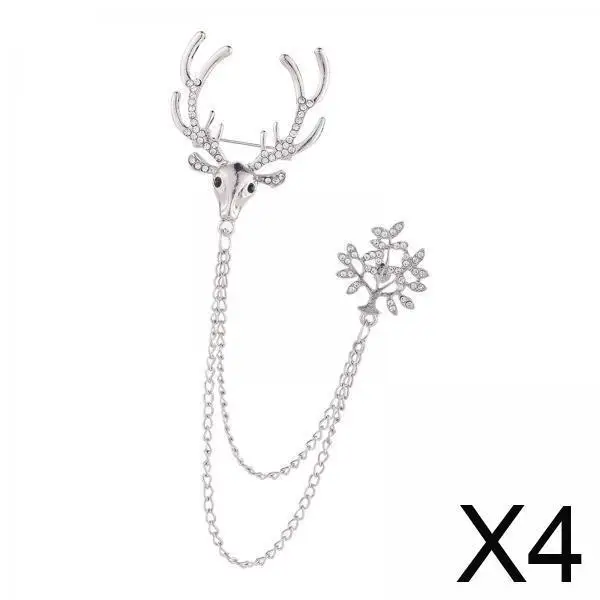 

Reindeer Brooch with Rhinestone Chain Alloy Pin Badge for Christmas Wedding Suit Shirt Scarf Decoration
