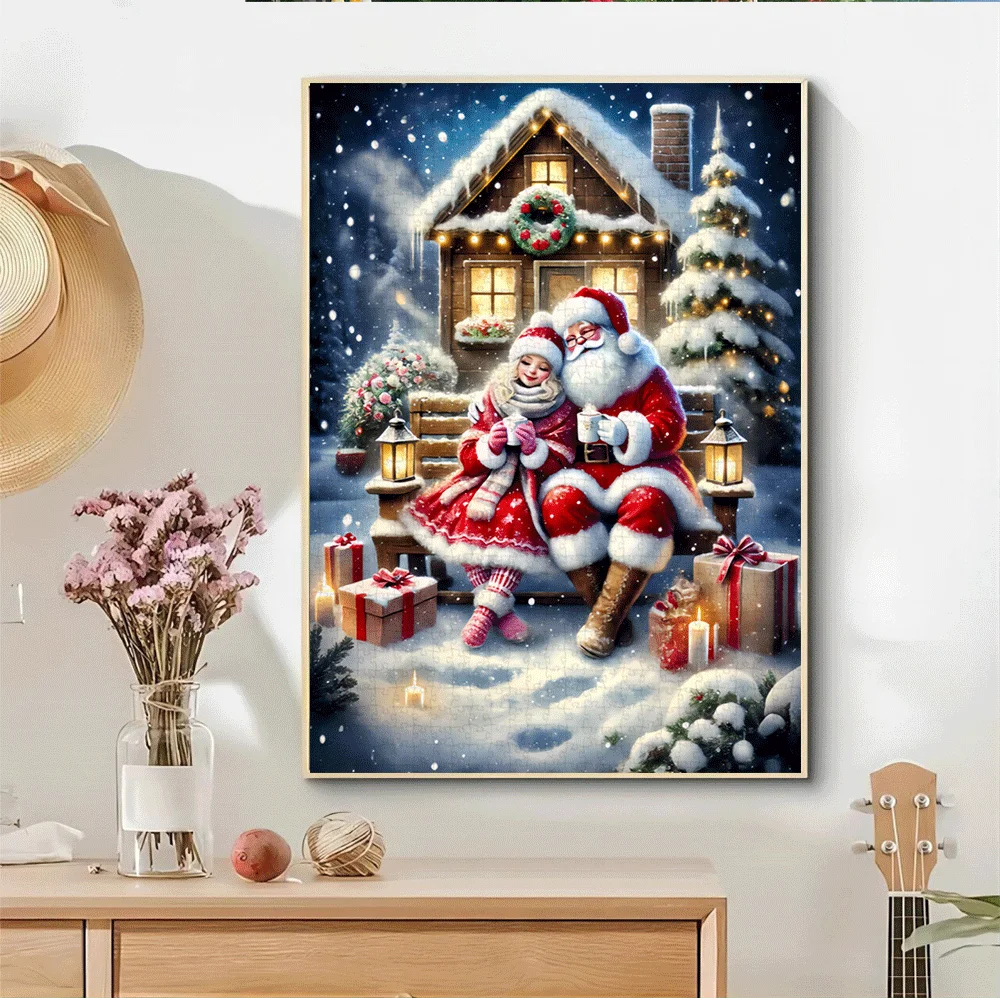 Natal, papai noel quebra-cabeça de papel 1000 pçs grande quebra-cabeça brinquedo adulto jogo presente família jogo interativo quebra-cabeça diy decoração para casa