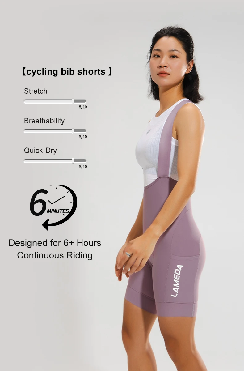 LAMEDA Radfahren Trägerhose Stoßdämpfung Gepolsterte Rennrad Shorts Reiten Radfahren Trägerhose Atmungsaktive Damen Sommer MTB Shorts – Detail 1