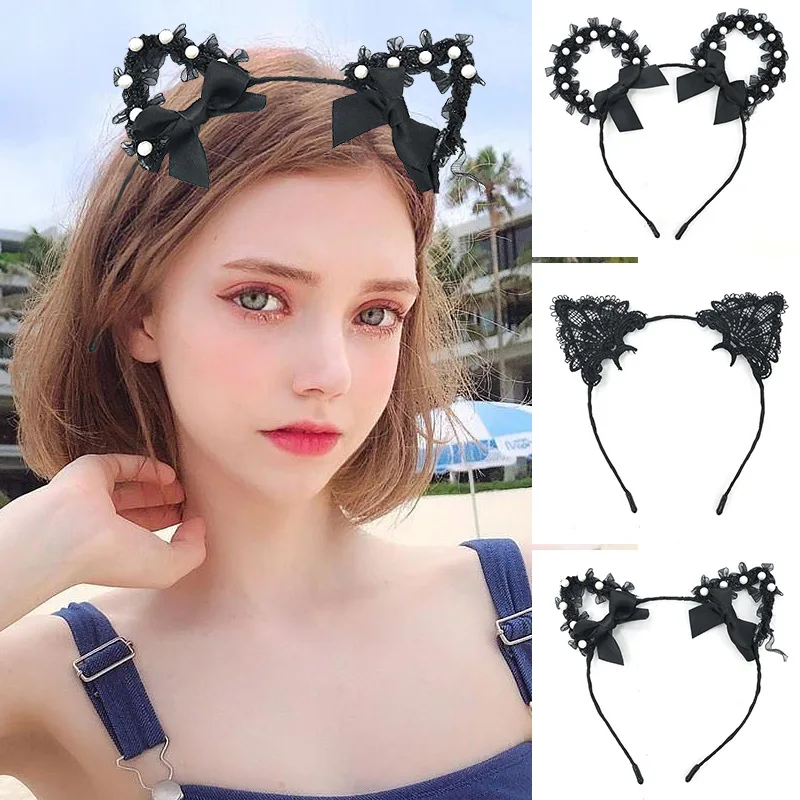 Weihnachten Spitze Katze Ohr Haar Band Katze Ohr Sexy Schwarz Haar Band Sexy Lustige Headwear Urlaub Kleid