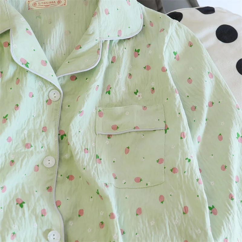2-teiliges Damen-Pyjama-Nachtwäsche-Pyjama-Set mit langen Ärmeln, Hosenanzug, Pfirsich-Druck, lüften, weich, bequem, für Zuhause, Freizeit, Zuhause – Detail 4