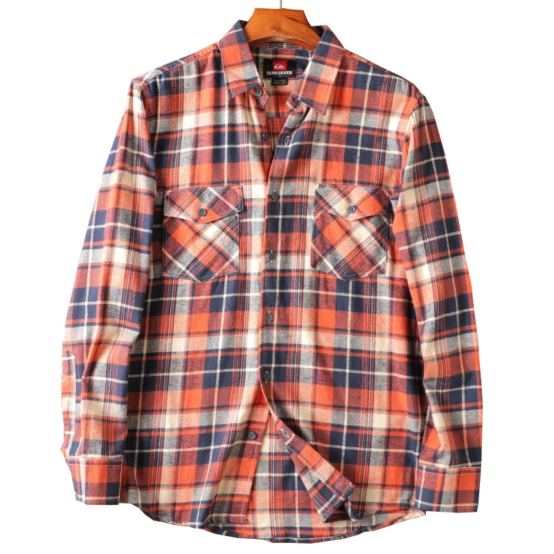 2023 New Men Casual Plaid Flannel Shirt Long Sleeve T Shirt Men Vintage Fashion Male Thermal Shirts