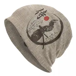 Japanese Warrior Cool Bonnet Hat Vintage Outdoor Samurai Skullies Beanies Hat Unisex Warm Dual-use Cap