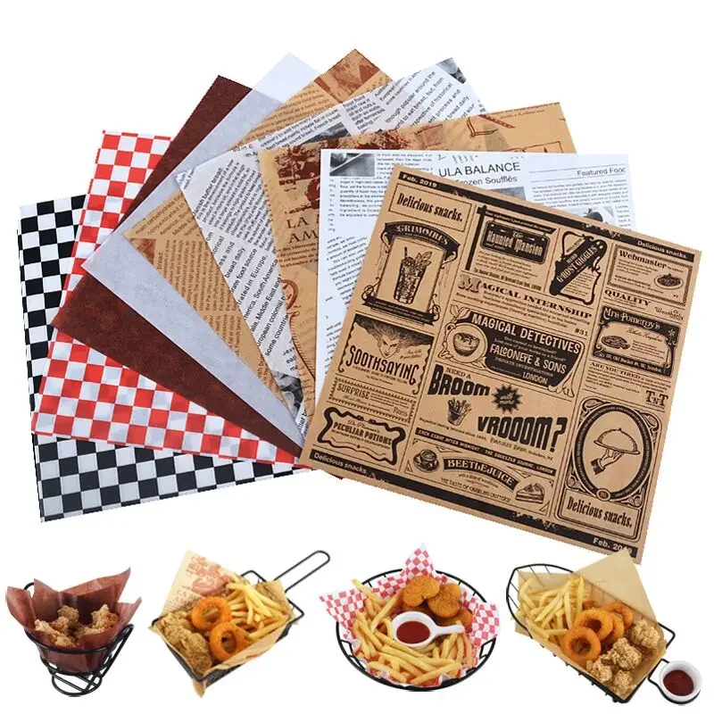 25/50Pcs Deli Wax Paper Sheets for Food, Basket Liners Food Picnic Paper Sheets Greaseproof Deli Wrapping Sheets, 8.7 x 8.7 Inch