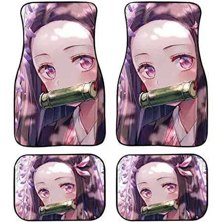 Anime Demon Slayer Design Car Floor Mats Fit Most Car Rubber Floor Mats Custom Printed Pattern Floor Mats 4 Pieces