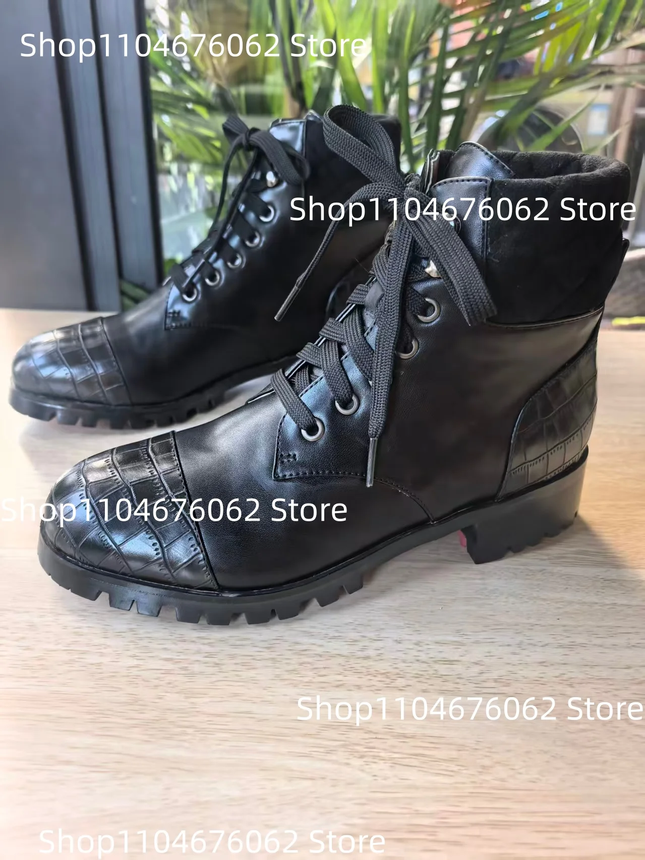 Damen-Stiefeletten mit schwarzen Ledernähten, runder Zehenbereich, klobiges High-Heel-Riemen-Design, schlichtes, klassisches Design, Damen-Büro-Straßen-Stiefeletten