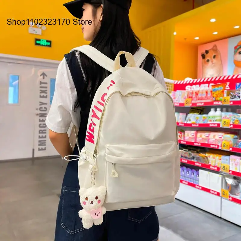 Fashionable Alphabet Forest Simple Backpack Capacity Student School Bag Versatile Youth Campus Backpack