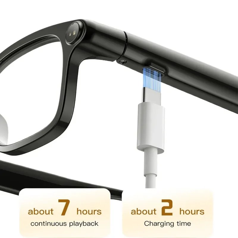 Smart Glasses with Camera Real Time Photo Video Type C Interface Elastic Temple AI Eyewear for Men Women Tech Gadgets