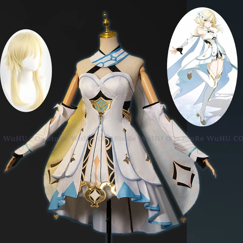 

Game Genshin Impact Traveler Lumine Cosplay Costume Lumine Wig Traveler Lumine Women Halloween Roleplay Costume