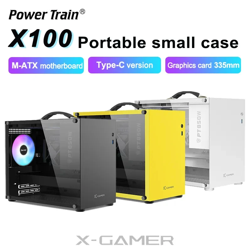 

Power Train X100 Case Portable Portable Portable MATX Main Board Type-C Desktop Mini Small Host Desktop