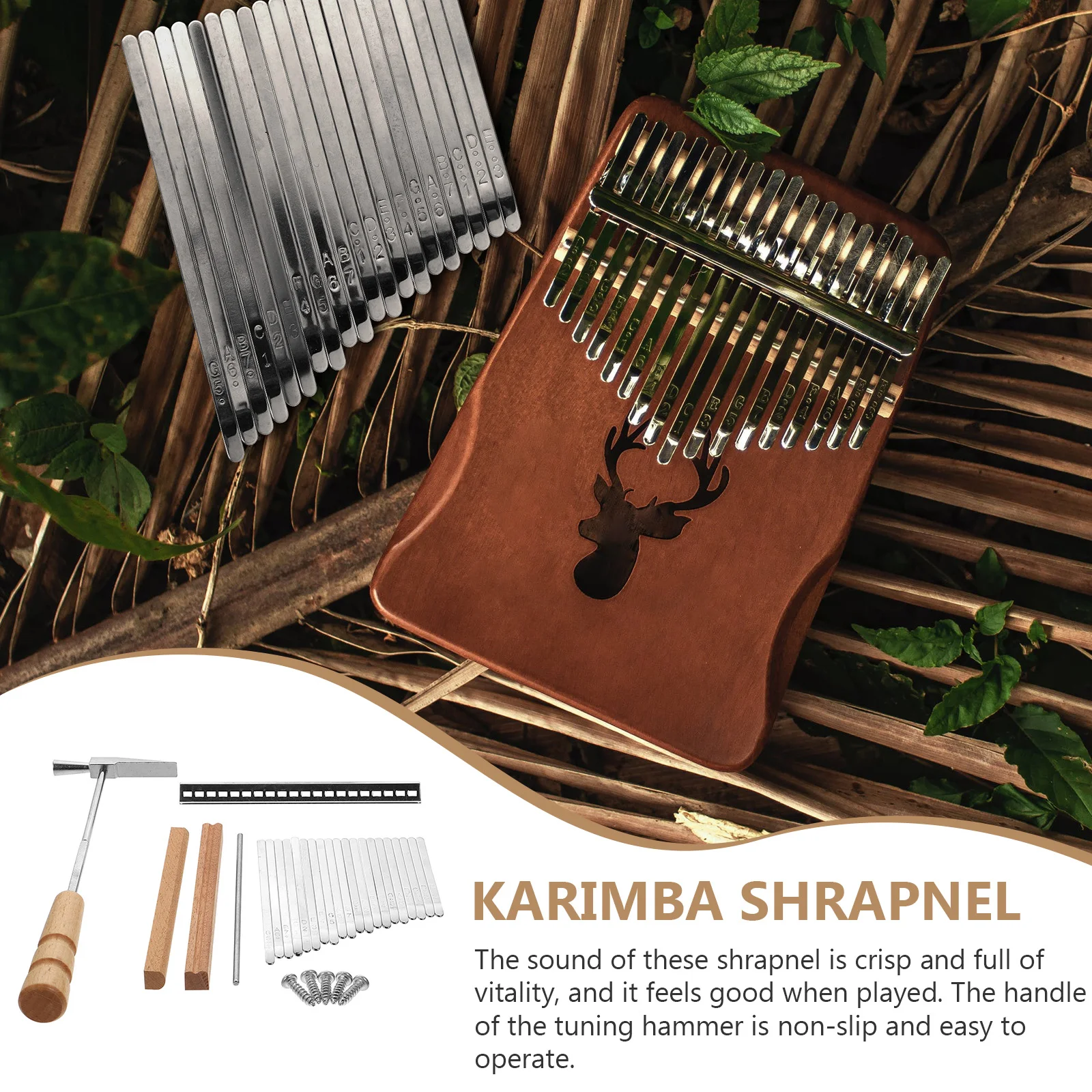 

1 set Thumb Piano Kit Steel Kalimba Keys Wood Replacement Parts tools Tuning Hammer Set For Music Instrument Use