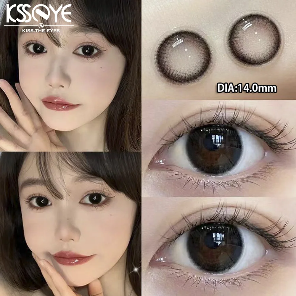 KSSEYE 2Pcs New Eyes Color Contact Lenses with Myopia Diopter Natural Eyes Color Lenses Beautiful Pupil Yearly Use Fast Shipping