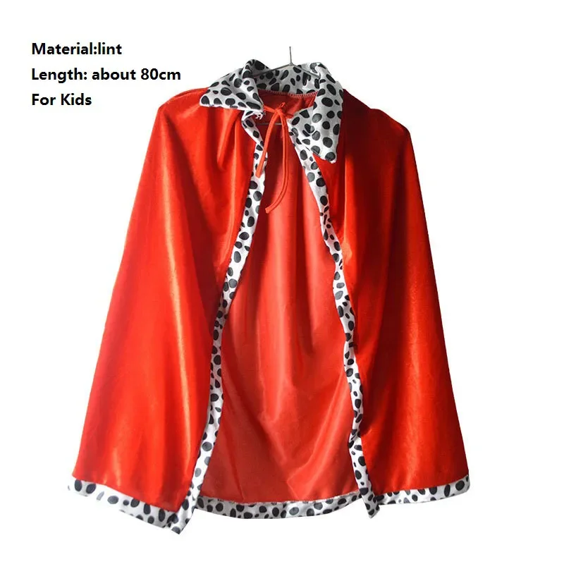 Prince Crown Tiara Cosplay Costume for Kids, Boy, Girl, Children, Cloak, Cape, Robe, Costume, Halloween, Red, Birthday Party Accessory