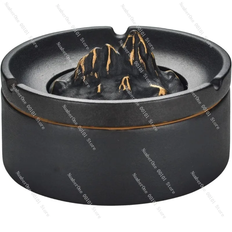 New Chinese-style covered ashtray with lid,anti-flying ash design,creative and personalized light luxury household and office