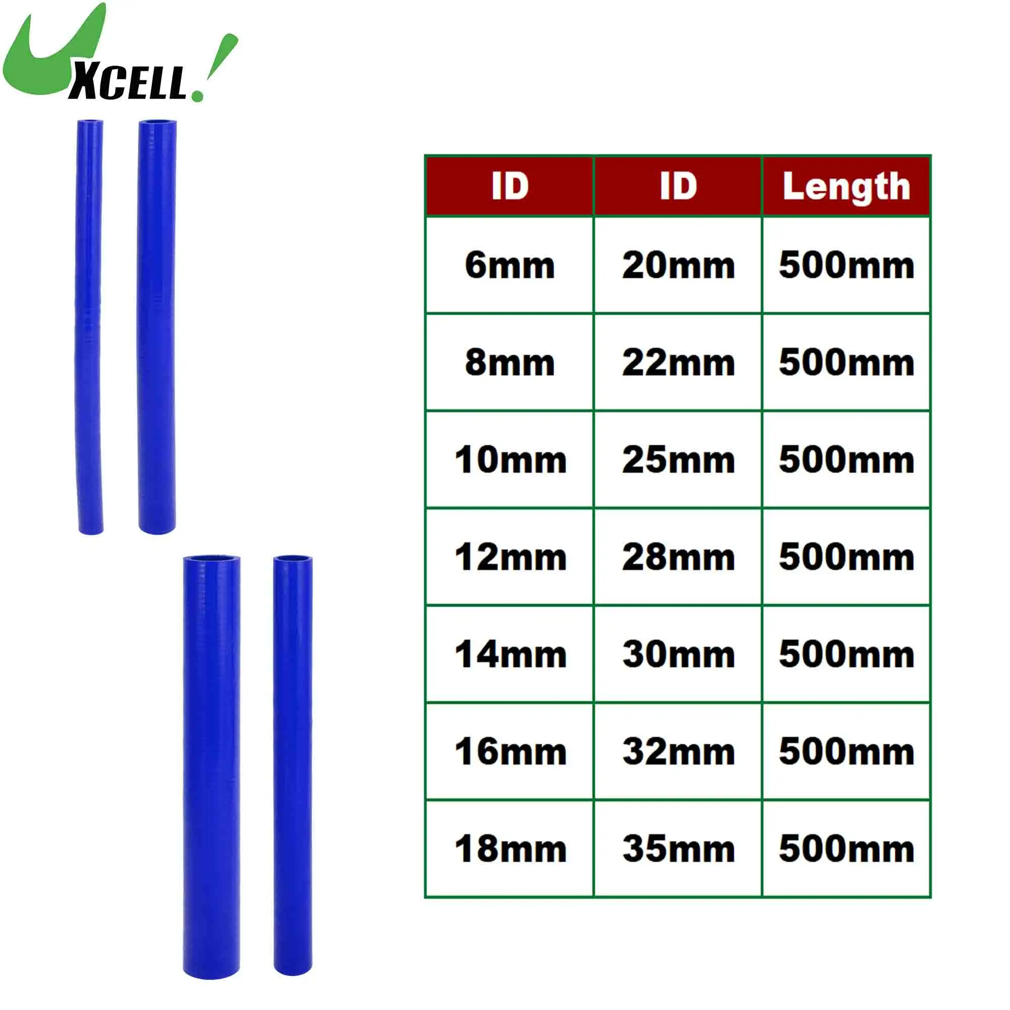 

UXCELL 6mm 10mm 14mm 16mm 20mm 25mm-35mm ID Car High Performance Straight Silicone Hose Coupler Intercooler Tube 500mm Long Blue