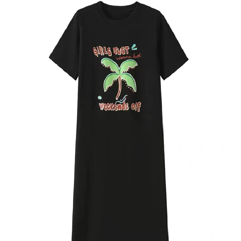 T-shirt ample ort Sve Dr coréen Sle Hong Kong Sle Design fendu ouvert peut être porté à l'extérieur mi-long h-ape Dr