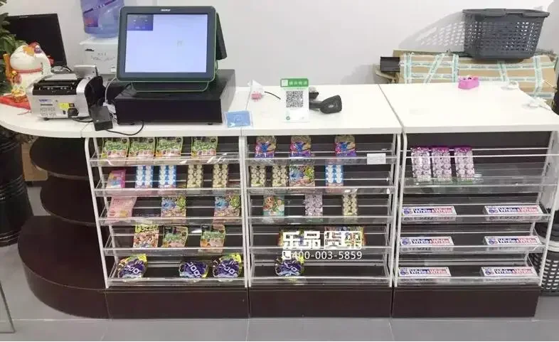 Supermarket checkout counter small shelf convenience store checkout counter in front of the condom shelf snack gum display shelf