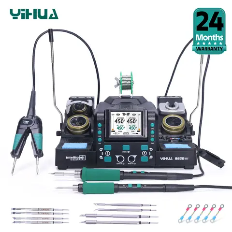 YIHUA 982D-III Precision Tweezers Soldering Iron C210 Station for SMT SMD Micro Component Rework Station with Auto Calibration