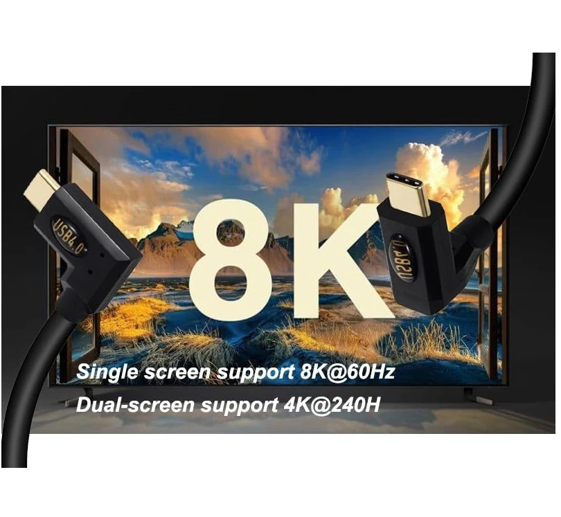 30cm-300cm 90-Degree Angle USB 4.0 Type C Male to Female Extension Cable,40Gbps 240W 5A PD Charging, 8K@60Hz 4K@240Hz Video