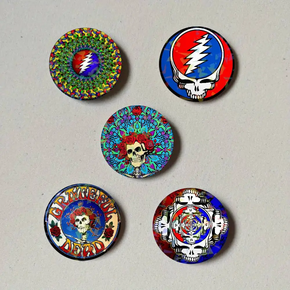 Band G-Grateful Dead Round Laser Badge Brooch Clothes Backpack Accessories Lapel Decoration Gift