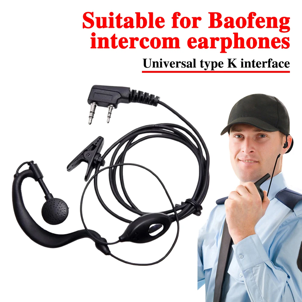 2 Pin Walkie Talkie Headset Earphone K-Plug Wired Two Way Ham Radio Earpiece For Baofeng BF-888S UV5R Walkie Talkie 992 Earwear