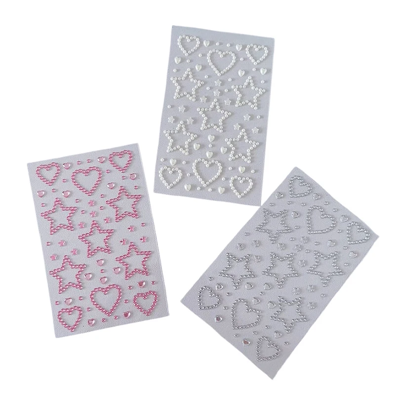 3D Star Heart Crystal Stickers Kids DIY Decoration Self Adhesive Jewelry Crafts Sparkly Rhinestone Stickers Girls Gifts