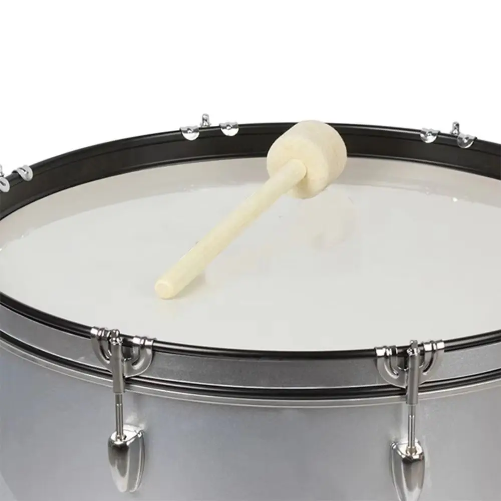 1pc ウールフェルトヘッドドラムスティックバンドパフォーマンス木製ハンドルドラム木製マレットノンスリップロングハンドル木製ドラムハンマー