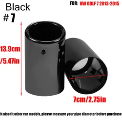 2Pcs Stainless Steel 70mm Exhaust Pipes Suitable For VW GOLF 7 2013-2015 Tail Throat Exterior Modified Decoration Accessories