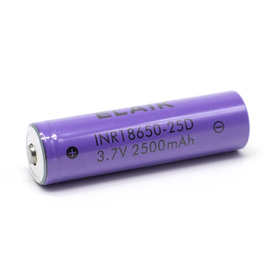 Bateria de lítio poderosa atual alta, pilha de poder apontada, chave de fenda 25D, 2500mAh, 3.7V, 30 A, 18650