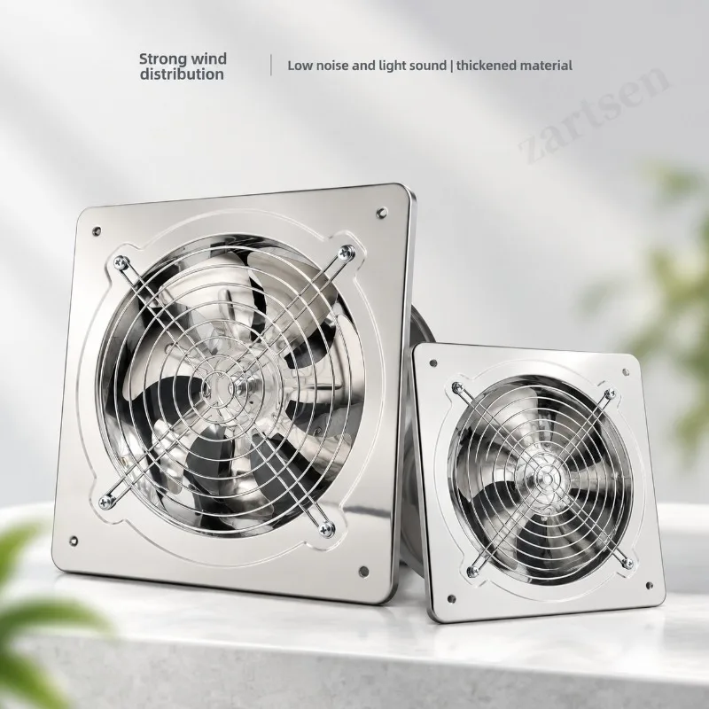 6''8'' Booster Fan Extractor Exhaust fan Ventilation Pipe Fan for Bathroom Toilet Kitchen Wall Window Stainless Steel Fan