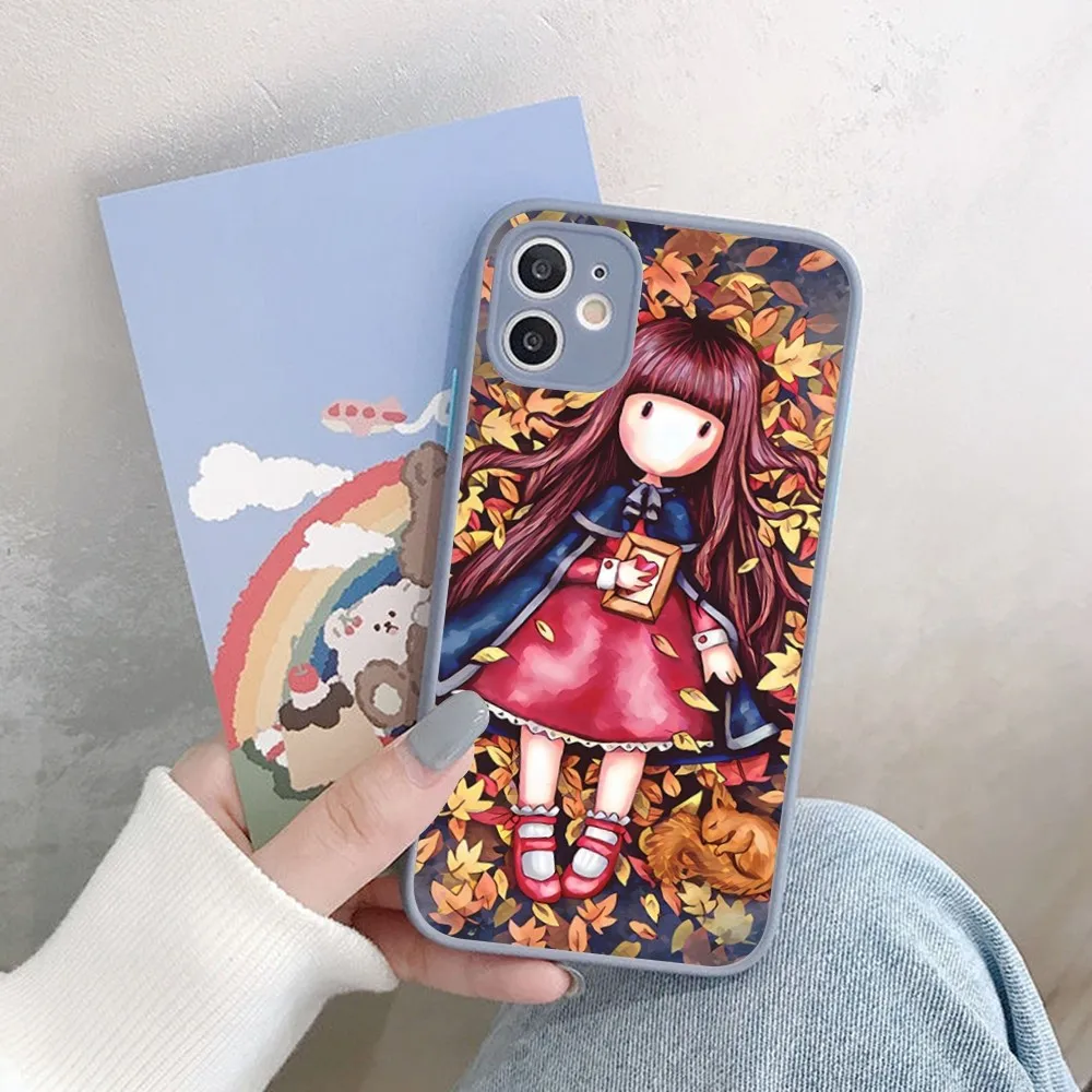 Cute Cartoon Girl Kid santoro_gorjuss Phone Case for iPhone 14 11 12 13Mini Pro Max 8 7 Plus X XR XS MAX Translucent Matte Cover