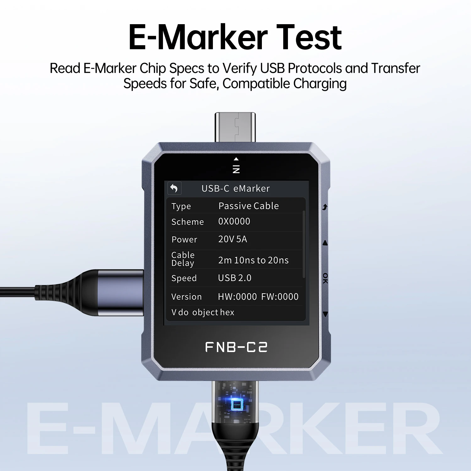 FNIRSI FNB-C2 USB-C Tester PD31 450V8A E-Marker Battery Capacity Test Multi Protocol Detection Power Monitoring Tool