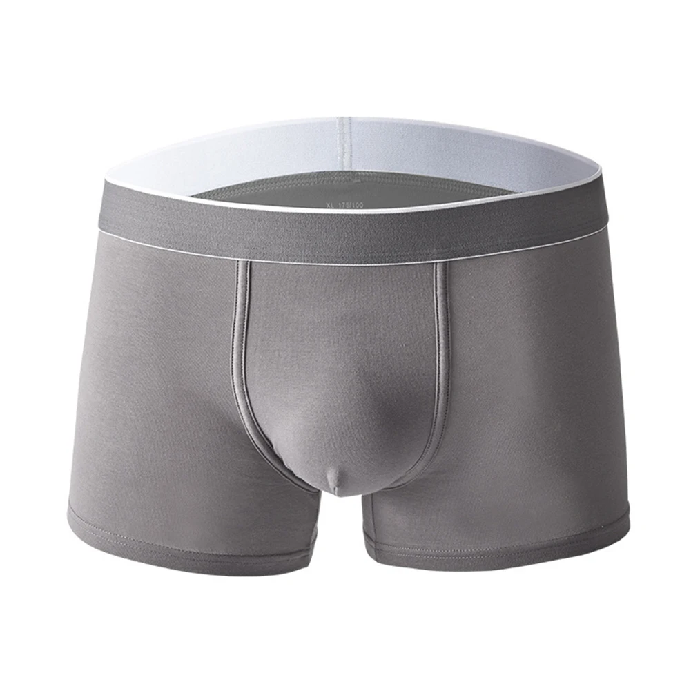 

For Daily Wear Bulge Pouch Trunks Breathable Boxer Shorts Home Wear Light Gray Men Solid Trunk Boxer Shorts Boxer