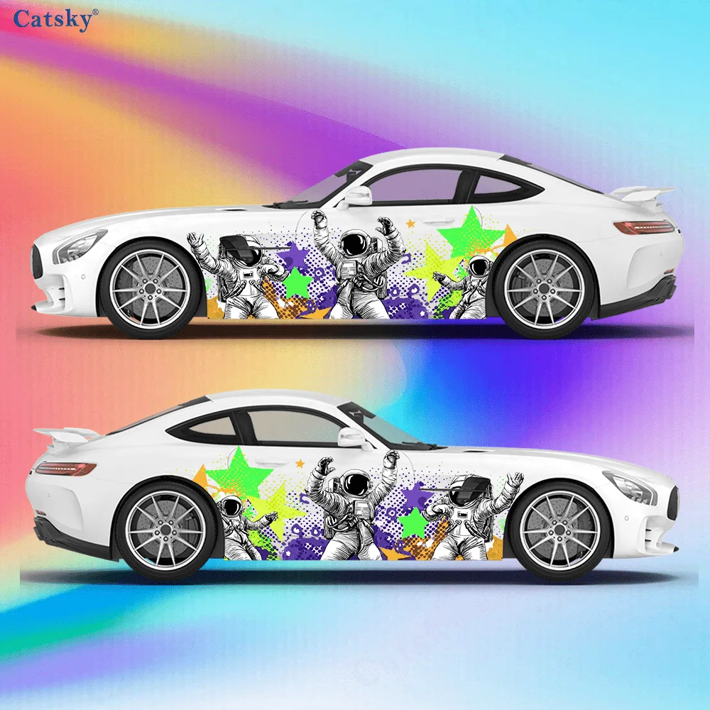 Colored five-pointed star light balls for dancing astronaut stickers, suitable for cars and trucks, durable, fade-resistant, eas