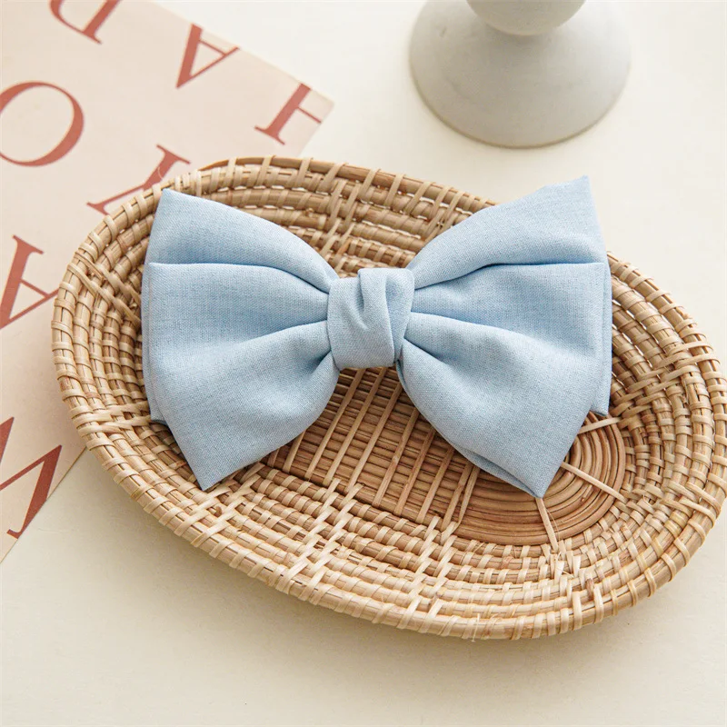 New Fashion All-match Pure Color Cloth Three Layers Big Bow Hairpin Spring Clip Barrettes Women Girls Hair Accessoriesr Headwear