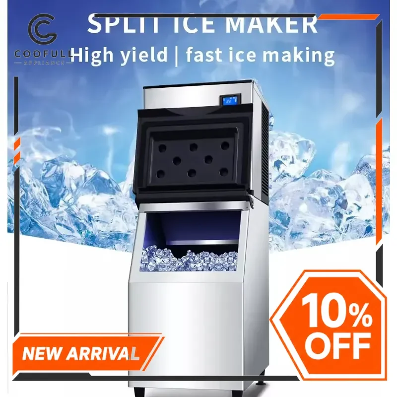 45kg Cube Ice Maker Machine Commercial Home Use Emerson Compressor Automatic Ice Making Equipment for Bar Restaurant Kitchen