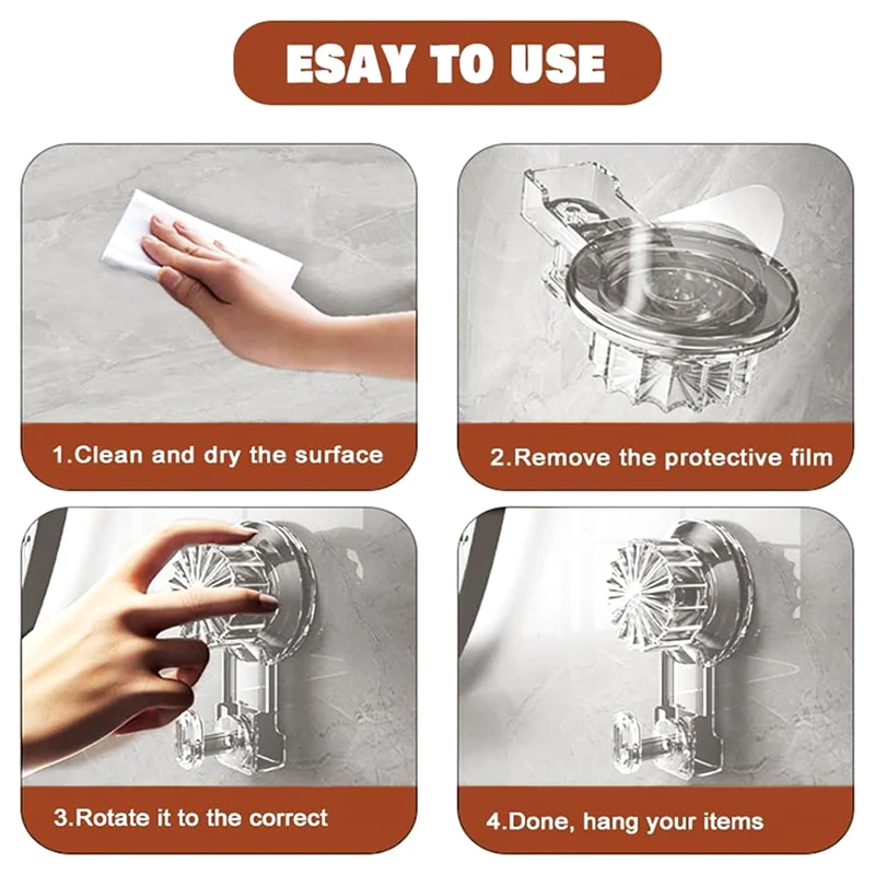 5 pçs rotação ventosa gancho 22 lb resistente à prova dwaterproof água ganchos removíveis para toalha bucha utensílios grinalda cabide