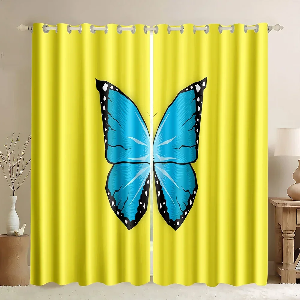 

Шторы-плиссе с бабочками для спальни, синие, элегантные, с карманом для карниза, светонепроницаемые