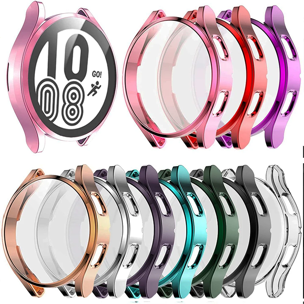 Coque pour Samsung Galaxy Watch 4 Classic, coque plaquée TPU, pare-chocs tout autour, protecteur d'écran, 46mm, 42mm, 44mm, 40mm