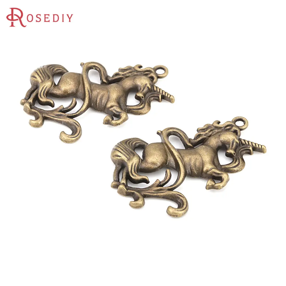 10PCS Antique Bronze Vintage Style Zinc Alloy Unicorn Horse Charms Pendants Jewelry Making Supplies Necklace Accessories