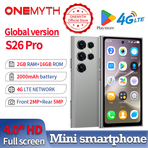 New ONEMYTH S26 Pro Mini Smartphone 4G Network 4.0 lnch Full Screen 2000Mah high definition 2G+16GB Android 12 Play Store Small - View 1 New ONEMYTH S26 Pro Mini Smartphone 4G Network 4.0 lnch Full Screen 2000Mah high definition 2G+16GB Android 12 Play Store Small - View 1