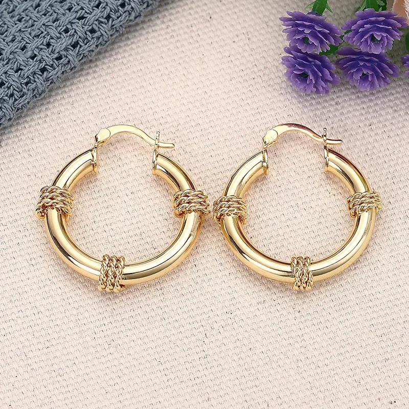2026 New Golden Fried Dough Twists Design Geometric Advanced Luxury Ornaments Small Circle Personalized Fashion Earrings