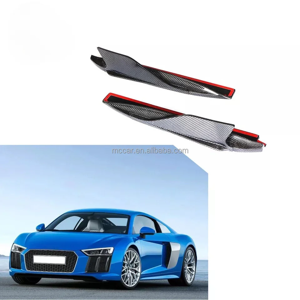 High quality 2016-2018 2-door  R8 Vaccum Carbon Fiber Car Bumper Splitters For  R8 Rear bumper flanks