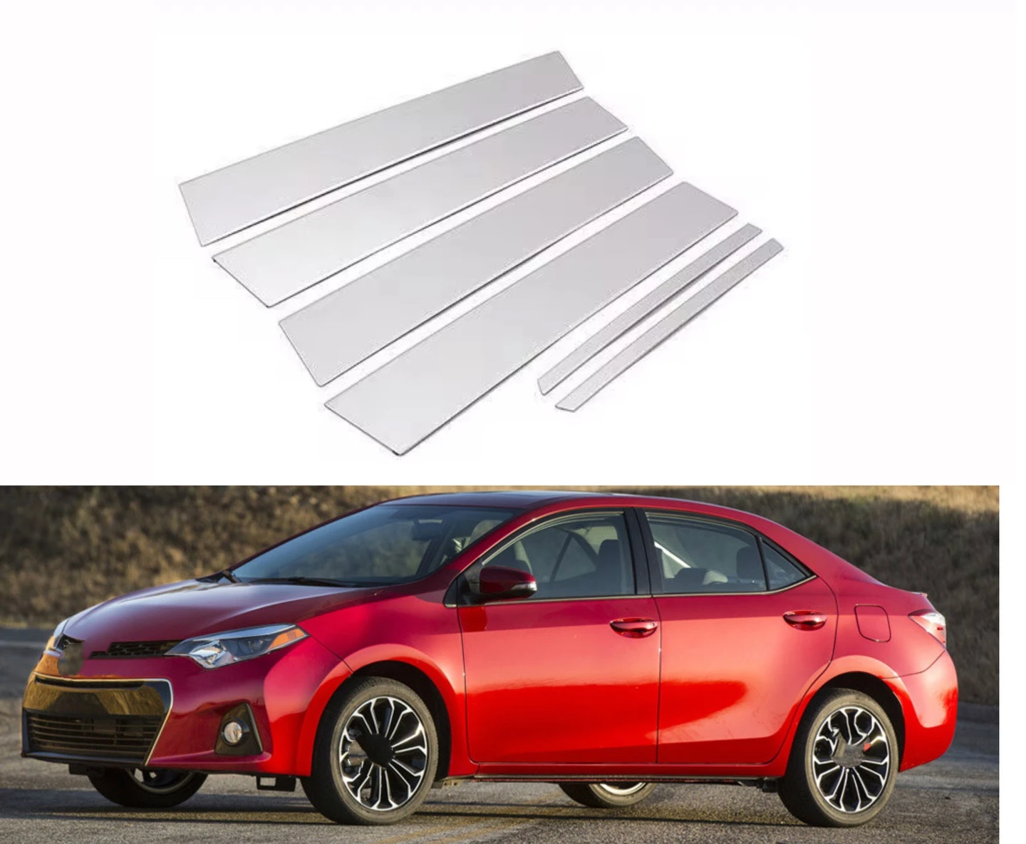 

Silvery Chrome Plated Pillar Posts Fits For Toyota Corolla 2014-2018 2017 Door Trim Cover Decal Molding Car Stickers